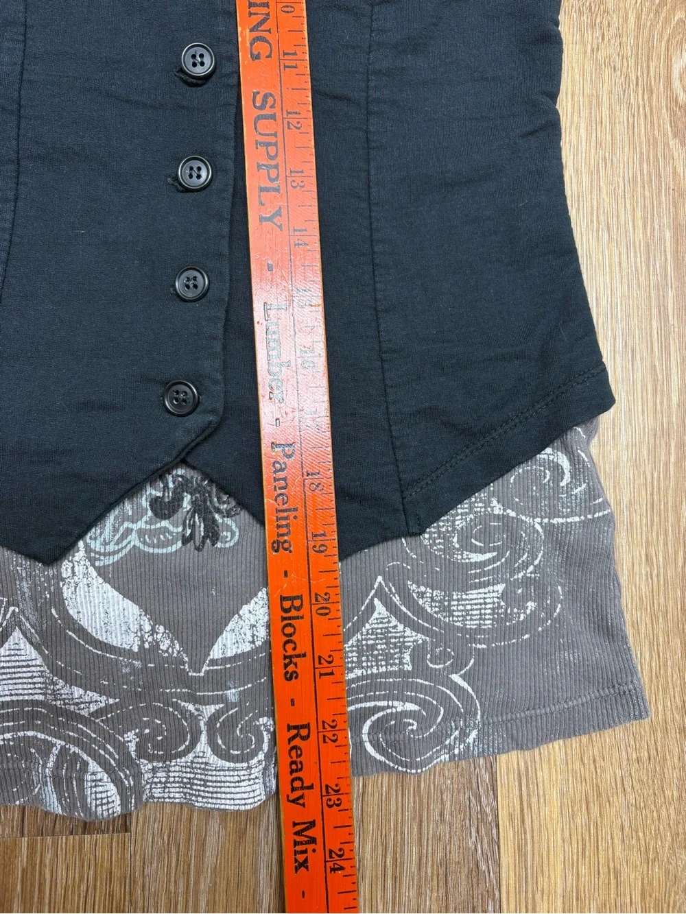 Piper Black Layered Vest Tank with Printed Gray Underlay